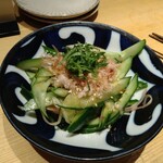 焼鳥 山もと - 胡瓜と茗荷の塩もみ