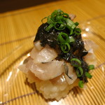 日本料理 みや  - 長崎松浦旬（とき）あじの飯蒸し　焼き海苔と鰹出汁のピュレ