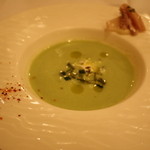 季節のポタージュスープ　　グリーントマトときゅうり