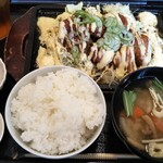 わ楽 - ガーリック照り焼きチキン定食(マヨビームがけ)