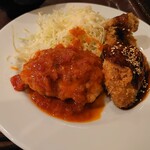 麦酒倶楽部 ポパイ - 鶏肉のトマト煮と豚ヒレカツだと思います(23-03)