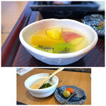 h Hakata Mizutaki Hamadaya Kuuten - ◆デザートはフルーツ。 ◆お薬味が可愛い。