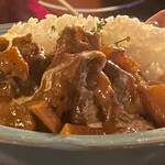 Shinjuku Kissa Rikorisu - 2023/3/23追加。特別メニューの猪突猛進カレー。猪肉が不思議な食感。