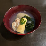 土家 - そばがき　蛤 たけのこ 新わかめ 木の芽