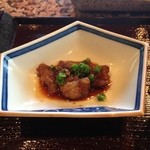 鉄板焼ステーキ 一ッ葉ミヤチク - H25.7  グランドチャンピオン牛の脂身でおつまみを作って貰いました(^｡^)
      