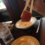 鉄板焼ステーキ 一ッ葉ミヤチク - H25.7  グランドチャンピオン牛の断面