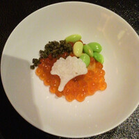 分とく山 - イクラ、山芋のイチョウの葉など綺麗