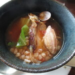 SKYLOUNGE SIRIUS - 鯛のソテー あさり スペルト小麦のスープ仕立て