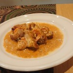 Shrimp and beer La maschera - エビと鶏のミルフィーユ仕立て
