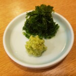 手打そば わたる - 海苔と山葵は別皿での提供