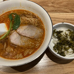 Renge no Gotoku - 坦々麺と無料のご飯（高菜のせ）