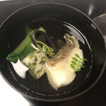 浮月楼 - お椀　桜鯛酒蒸し、若竹真薯