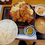 Mampuku Shokudou - からあげ定食720円＋ご飯大盛り無料700g位あり