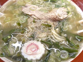 おもだかや - ちゃーしゅうめんま（大盛；ねぎ・くきわかめ増し）（コショウをふって）