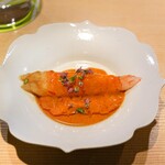 東麻布 天本 - ボタン海老紹興酒つけ