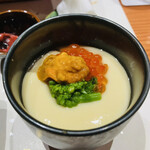 鮨匠 のむら - 【写真⑫】イクラ・紫雲丹・菜の花載せ茶碗蒸し、椎茸・薩摩芋・餅入り