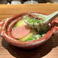 おおたに - 煮物　蛍いかと春野菜の小鍋　毛蟹のあんかけ