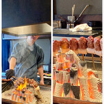 たでの葉 - タレに付けてジュー！
      時折り炎が立ち昇ります。