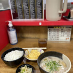 十八番 - かす汁定食＋スクランブル玉子