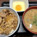 Yoshinoya - 朝牛セット（ご飯小盛り・つゆだく）豚汁変更@642