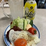 岩崎酒店 - ハイリキレモンとハンバーグ