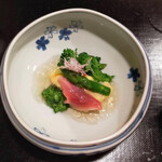 和ごころ 泉 - 強肴　北寄貝、グリーンアスパラ、菜花添えマヨネーズ