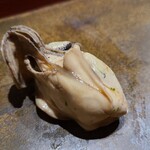 鮨匠 のむら - ㉑煮牡蠣(北海道厚岸産)
      濃厚、ミルキー、でもしつこくない。
      極上のバランス！
      これも特製出汁醤油で煮られており、その食感は、トロッ、トロッ、トロトロトロ♪