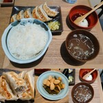 Nikujiru Gyouzano Dandadan - 肉汁焼餃子定食・大蒜と大蒜の芽のしょうゆ漬け