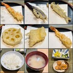 Tempura Kappou Kawa Saki - 【ランチ】天ぷら定食（海老2、穴子、公魚、なす、蓮根）