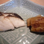 酒庵 田なか - スズキの塩焼き、焼きナスつけあわせ塩味