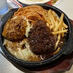 ハローキッド - 焦がしとろとろチーズの荒びきハンバーグ＋ハラミステーキ