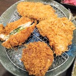 Katsutomi - あじフライ、チーズメンチ、チーズチキン、黒はんぺんフライ