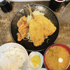 まえだや - 料理写真:あじフライと鶏の唐揚げ定食　1450円税込