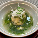 御料理 ひさまつ - 温物 若牛蒡ひろうす 蛤と青のりあんかけ