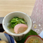 御料理 ひさまつ - 八寸 鯛の子と黄ニラ玉〆