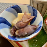 御料理 ひさまつ - 八寸 筍と蛍いかオイル煮