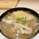 蕎麦割烹  倉田 - 新筍　＆　蛤　暖かい掛け蕎麦