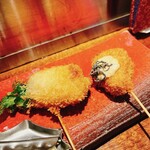 串 ポロ衛門 - 真鯛と菜の花、漬けまぐろ塩こぶ巻き
