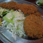 三笠 - 「とんかつ・コロッケ　定食」のアップ写真