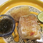 割烹 新多久 - 甘鯛の松笠焼きと、焼き茄子の餅粉揚げ