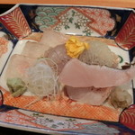 米倉 - 13.7月　造り（マナガツオ、マコガレイ、エンガワと肝付）