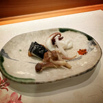 鮨 波やし - ・あなご肝、スミイカげそ、平貝磯部焼き［by pop_o］