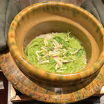 奈良 而今 - 若ごぼうとハマボウフウの土鍋ご飯