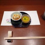 日本料理 丸山 - もろこし豆腐と、冷たいスープ