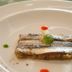 レストラン タテル ヨシノ 銀座 - 鰯(？)とナスのミルフィーユ状のもの