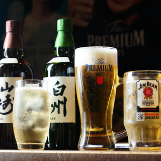 お料理との相性◎神泡認定の生ビールやジャパニーズウィスキー