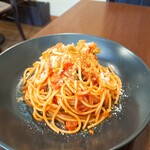 L'OSTERiA - ⚫菜の花とアンチョビのトマトスパゲッティ