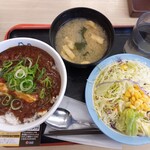 Matsuya - 富士山豆腐の本格麻婆めし500円、生野菜サラダ130円が無料(2023.3.29)