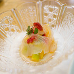 蕎麦 坐忘 - ひらめと山桃のサラダ