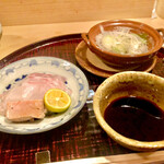 多仁本 - 真鯛のシャブシャブ　鮟肝も最高ですね♫